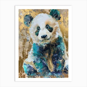 Panda Cub Gold Effect Collage 1 Poster