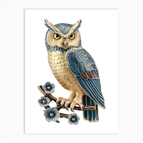 Owl On Branch Art Print