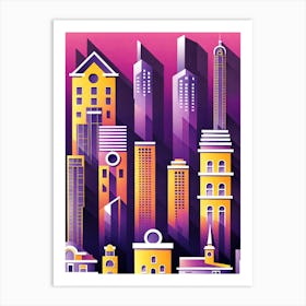 Town vector art Art Print