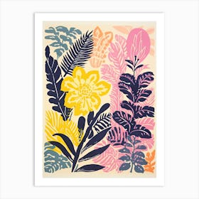 Colourful Botanical Risograph Style 30 Art Print