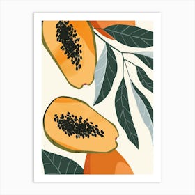 Papaya Close Up Illustration 4 Art Print