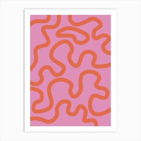 Red And Pink Squiggle Art Print