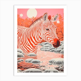 Zebra In The River 4 Art Print