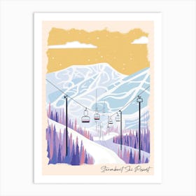 Poster Of Steamboat Ski Resort   Colorado, Usa, Ski Resort Pastel Colours Illustration 1 Art Print