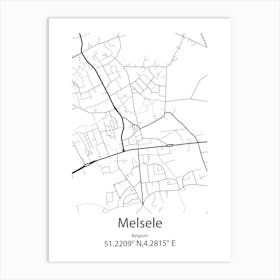 Melsele,Belgium Minimalist Map Art Print