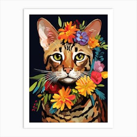 Bengal Cat With A Flower Crown Painting Matisse Style 3 Art Print