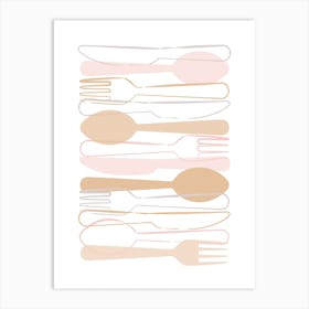 Peach Cutlery Art Print