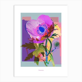 Anemone 1 Neon Flower Collage Poster Art Print