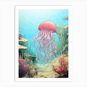 Irukandji Jellyfish Cartoon 1 Art Print