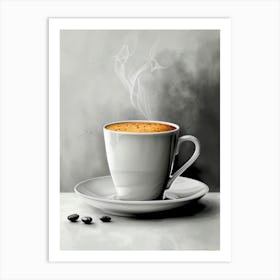 Coffee Cup With Coffee Beans Art Print