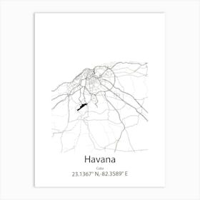 Havana,Cuba Minimalist Map Art Print