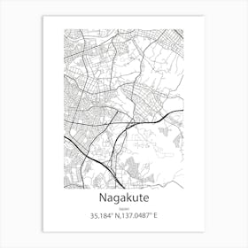 Nagakute,Japan Minimalist Map Poster