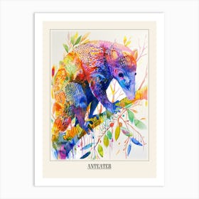 Anteater Colourful Watercolour 4 Poster Art Print