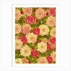 Lisianthus 2 Repeat Retro Flower Art Print