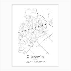 Orangeville,Canada Minimalist Map Art Print