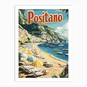 Aihrgdesign A Classic 1960s Travel Poster For Positano 5 Art Print