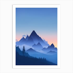 Misty Mountains Vertical Composition In Blue Tone 5 Art Print