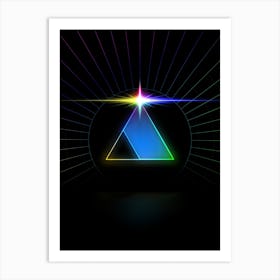 Neon Geometric Glyph in Candy Blue and Pink with Rainbow Sparkle on Black n.0309 Art Print