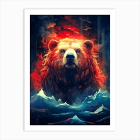 Bear In The Water Art Print