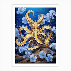 Blue Ringed Octopus Illustration 10 Art Print
