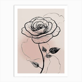 Line Art Roses Flowers Illustration Neutral 10 Art Print