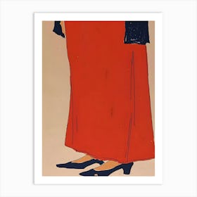 Woman In Red Dress 1 Art Print