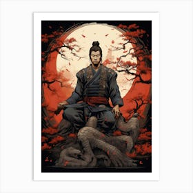 Japanese Samurai Illustration 20 Art Print