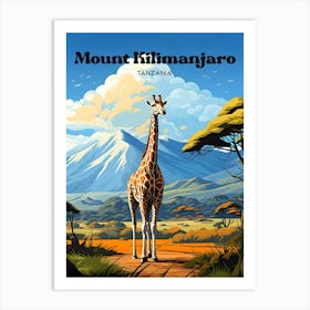 Mount Kilimanjaro Tanzania Wildlife Modern Travel Art Art Print