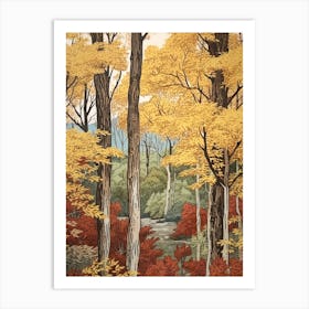 Sweet Birch 3 Vintage Autumn Tree Print  Art Print
