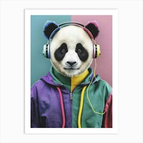 Panda Bear With Headphones 5 Art Print