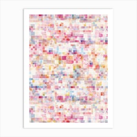 Pixel Pink Embroidery Mosaic Art Print