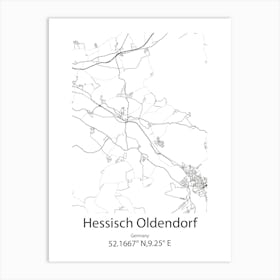 Hessisch Oldendorf,Germany Minimalist Map Art Print