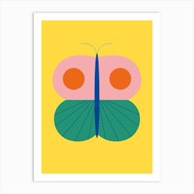 Butterfly Colorful Yellow Abstract Geometric Art Print
