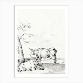 Standing And Lying Cow, Jean Bernard Art Print