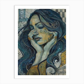 Woman With Blue Hair 2 Art Print