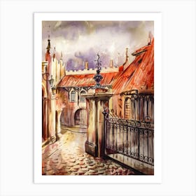 Watercolor Of Old Town 2 Art Print