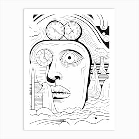 Line Art Inspired By The Persistence Of Memory 8 Art Print