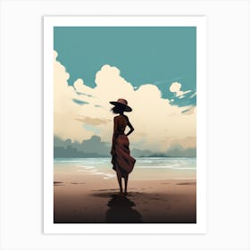 Illustration of an African American woman at the beach 114 Art Print