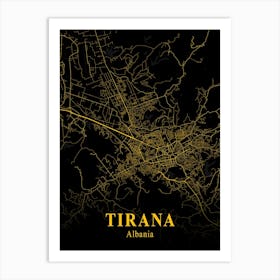 Tirana Gold City Map 1 Art Print