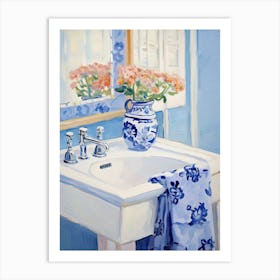 Bathroom Vanity Painting With A Forget Me Not Bouquet 4 Art Print