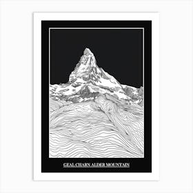 Geal Charn Alder Mountain Line Drawing 1 Poster Art Print