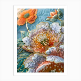 Embroidered Flowers 34 Art Print