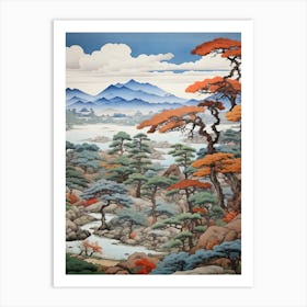 Ritsurin Garden In Kagawa, Ukiyo E Drawing 3 Art Print