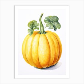 Spaghetti Squash Pumpkin Watercolour Illustration 3 Art Print