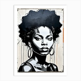 Vintage Graffiti Mural Of Beautiful Black Woman 81 Art Print