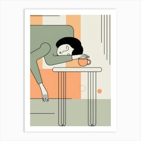 Illustration Of A Sleeping Woman Art Print