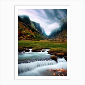 Waterfall In The Mountains 16 Art Print