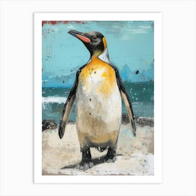 Galapagos Penguin Livingston Island Colour Block Painting 4 Art Print