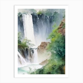 Nohsngithiang Falls Of The North, India Water Colour  (3) Art Print