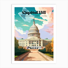 Capitol Hill Washington Digital Travel Art Art Print